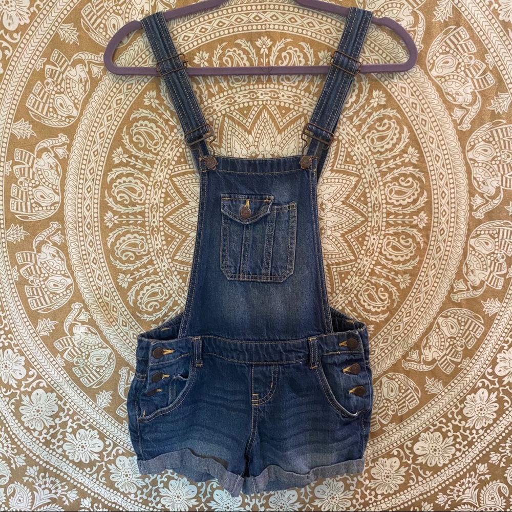 l.e.i short denim overalls